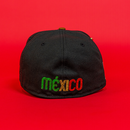 NEW ERA EXCLUSIVE 59FIFTY BLACK/ WALNUT MEXICO 2025 WORLD BASEBALL CLASSIC W/ MEXICO FLAG SIDE PATCH