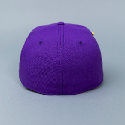 NEW ERA EXCLUSIVE 59FIFTY PURPLE LOS ANGELES LAKERS SCRIPT W/ NBA LOGO SIDE PATCH