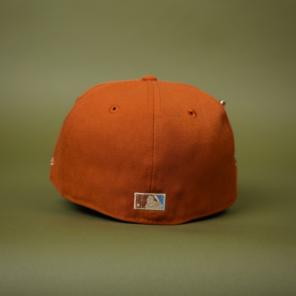 NEW ERA EXCLUSIVE 59FIFTY RUST ATLANTA BRAVES W/ 2020 WORLD SERIES SIDE PATCH