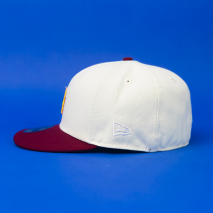 NEW ERA EXCLUSIVE 59FIFTY CHROME/ BURGUNDY LOS ANGELES DODGERS W/ 40TH ANNIVERSARY SIDE PATCH