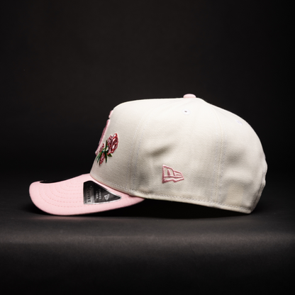 NEW ERA 9FIFTY A-FRAME CHROME/PINK SAN DIEGO PADRES W/ ROSES + 40TH ANNIVERSARY SIDE PATCH