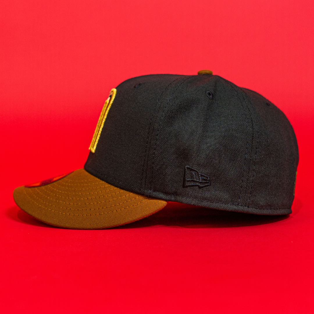NEW ERA EXCLUSIVE 59FIFTY BLACK/ WALNUT MEXICO 2025 WORLD BASEBALL CLASSIC W/ MEXICO FLAG SIDE PATCH