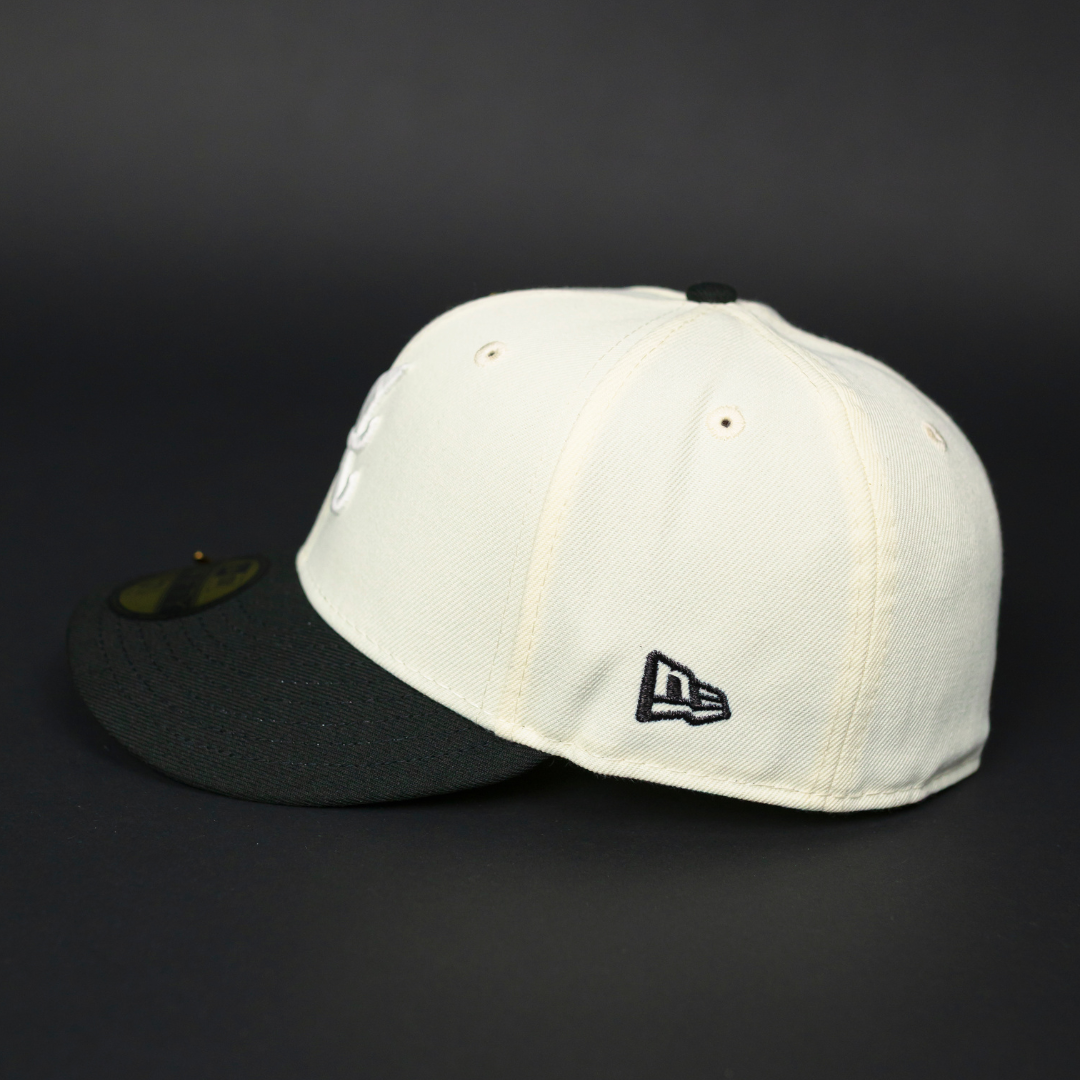 NEW ERA EXCLUSIVE 59FIFTY CHROME/ BLACK ATLANTA BRAVES W/ 2000 ALL STAR GAME SIDE PATCH