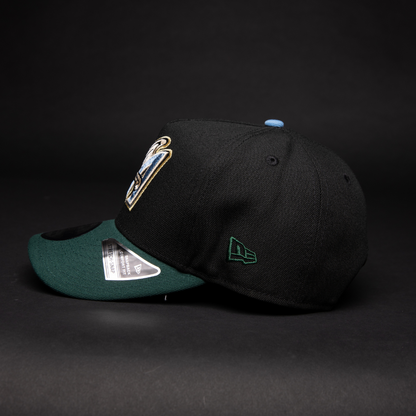 NEW ERA 9FIFTY A-FRAME BLACK/ FOREST GREEN ANAHEIM ANGELS SNAPBACK W/ ALL STAR GAME SIDE PATCH