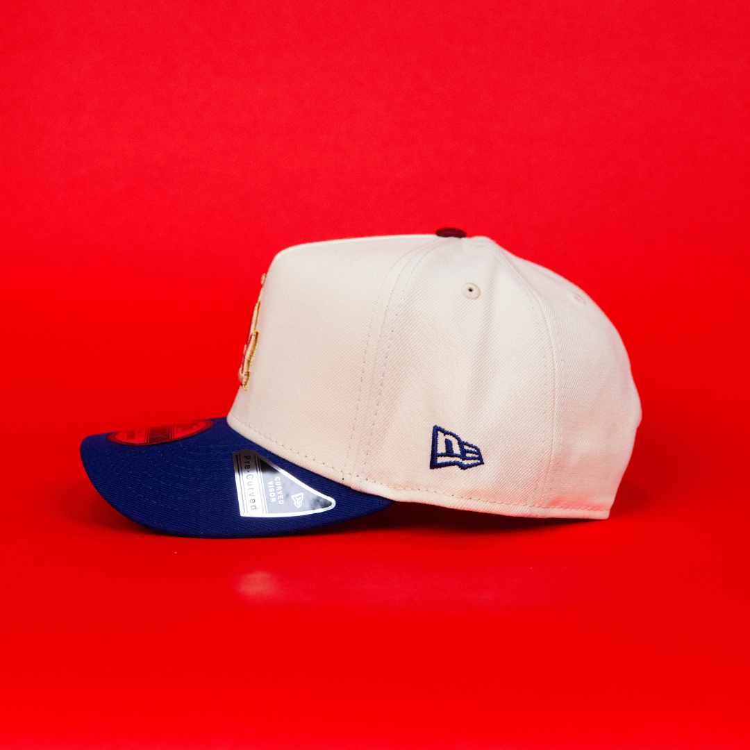 NEW ERA 9FIFTY A-FRAME CHROME/ BLUE LOS ANGELES DODGERS SNAPBACK W/ 50TH ANNIVERSARY SIDE PATCH