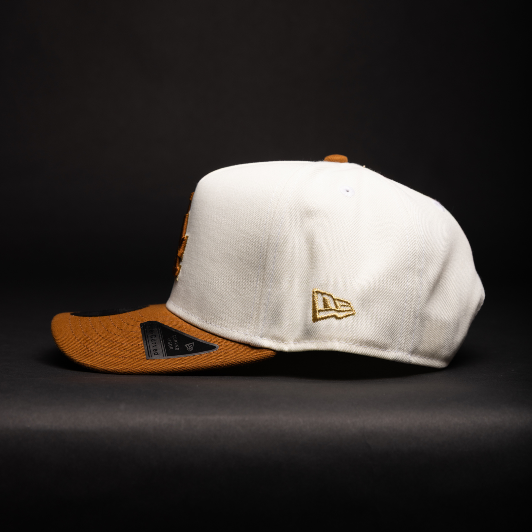 NEW ERA 9FIFTY A-FRAME CHROME/KHAKI LOS ANGELES DODGERS W/ WORLD SERIES CHAMPIONS SIDE PATCH