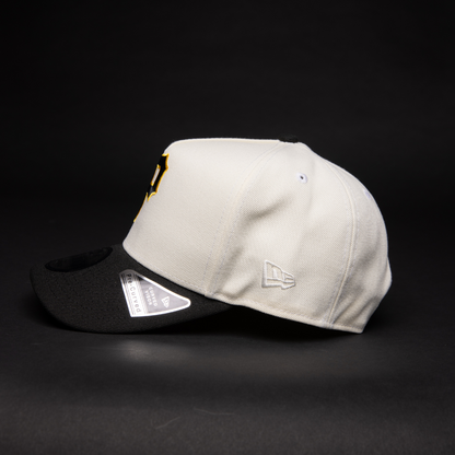 NEW ERA 9FIFTY A-FRAME CHROME/ BLACK PITTSBURGH PIRATES SNAPBACK W/ THREE RIVERS STADUM SIDE PATCH
