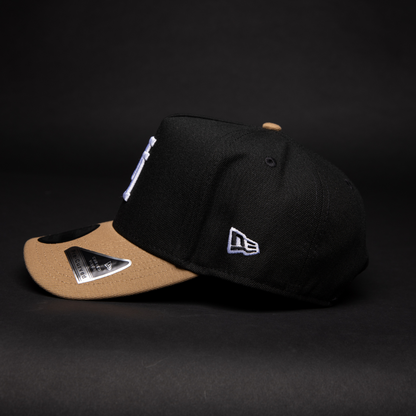 NEW ERA 9FIFTY A-FRAME BLACK/ BEIGE UPSIDE DOWN LOS ANGELES DODGERS SNAPBACK W/ ALL STAR GAME SIDE PATCH