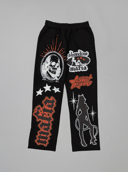 CAP CITY X SHORELINE MAFIA BLACK STUDDED PANTS - UNISEX