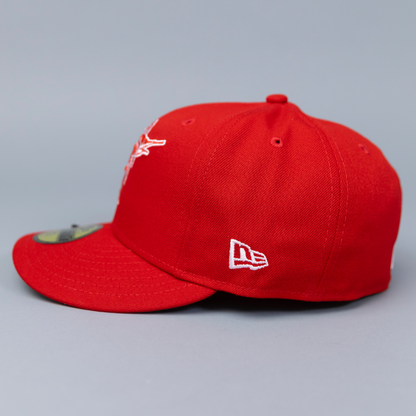 NEW ERA EXCLUSIVE 59FIFTY RED FLORIDA MARLINS W/ 1997 WORLD SERIES SIDE PATCH