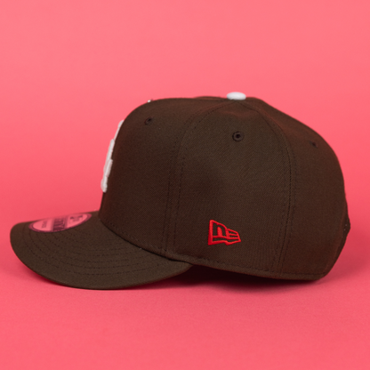 NEW ERA EXCLUSIVE 9FIFTY BROWN LOS ANGELES DODGERS SNAPBACK W/ 100TH ANNIVERSARY SIDE PATCH