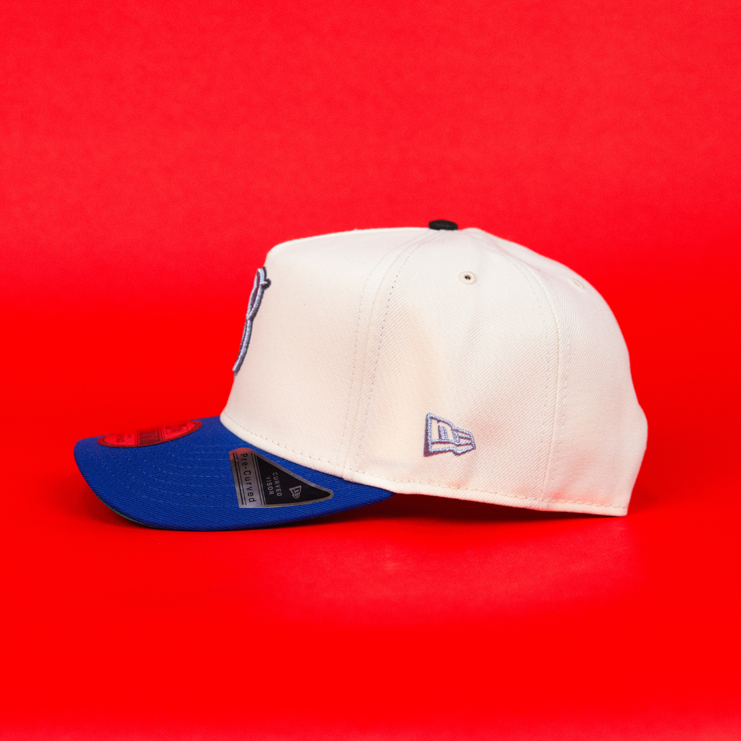 NEW ERA 9FIFTY A-FRAME CHROME/ BLUE ATLANTA BRAVES SNAPBACK W/ TURNER FIELD SIDE PATCH
