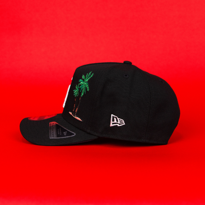 NEW ERA 9FIFTY A-FRAME BLACK LOS ANGELES DODGERS SNAPBACK W/ PALM TREES + 60TH ANNIVERSARY SIDE PATCH