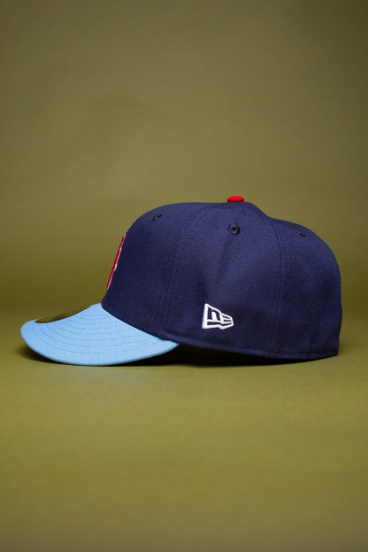 NEW ERA EXCLUSIVE 59FIFTY NAVY/SKY BLUE LOS ANGELES ANGELS W/ 40TH ANNIVERSARY SIDE PATCH