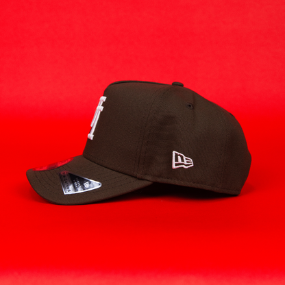 NEW ERA 9FIFTY A-FRAME BROWN UPSIDE DOWN LOS ANGELES DODGERS SNAPBACK W/ 40TH ANNIVERSARY SIDE PATCH