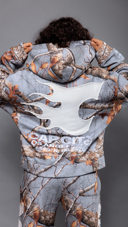 CAP CITY X SHORELINE MAFIA GREY CAMO ZIP UP HOODIE -UNISEX
