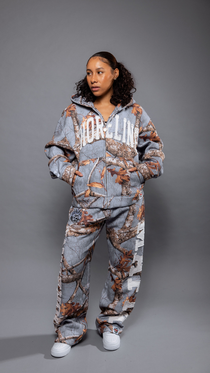 CAP CITY X SHORELINE MAFIA GREY CAMO ZIP UP HOODIE -UNISEX