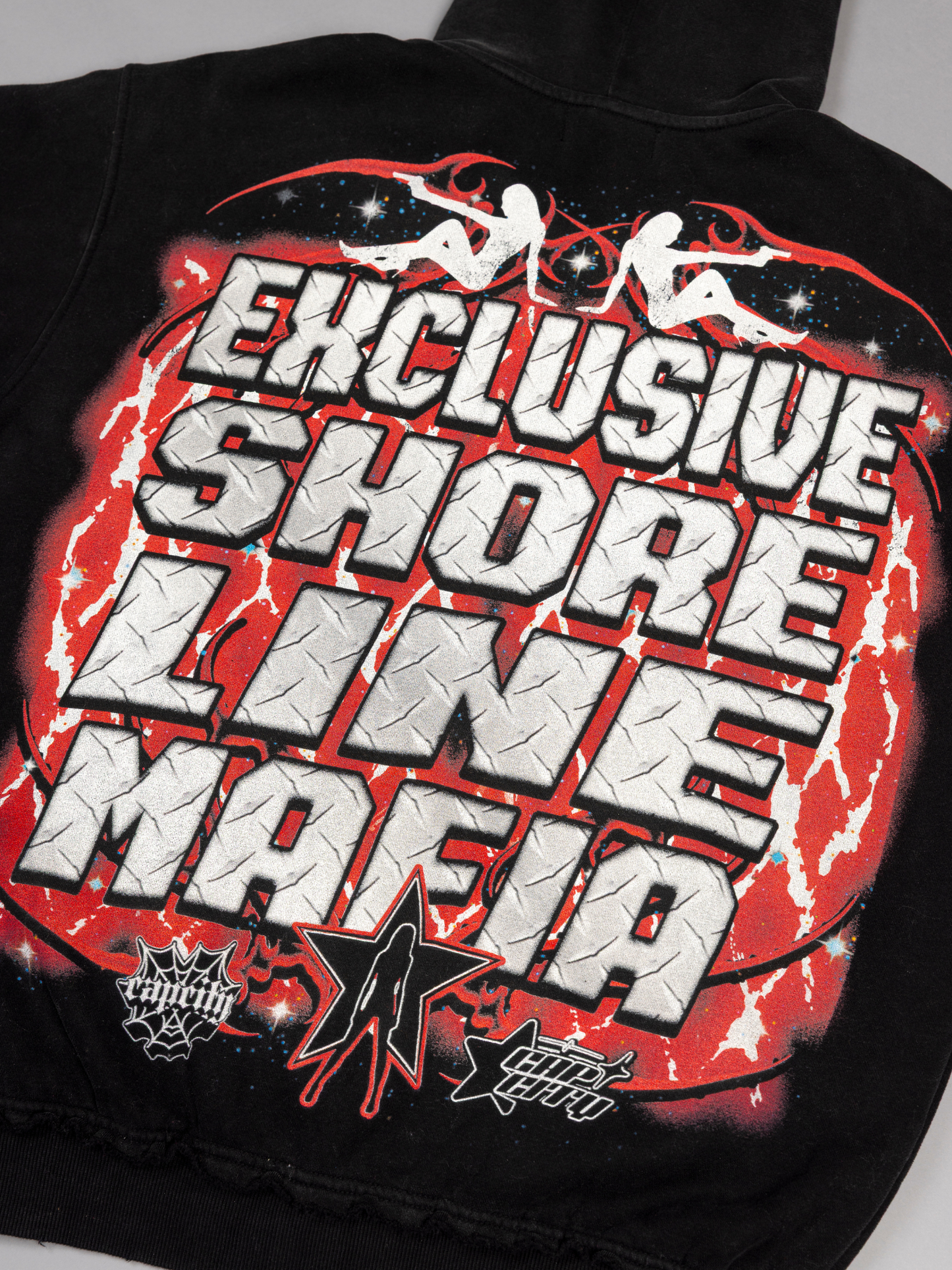 CAP CITY X SHORELINE MAFIA BLACK/RED MEMBERS ONLY ZIP UP HOODIE - UNISEX