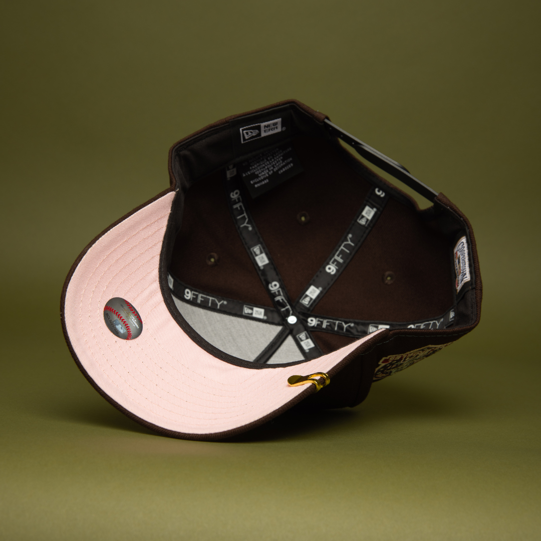 NEW ERA 9FIFTY A-FRAME DARK BROWN LOS ANNGELES DODGERS SNAPBACK W/ 60TH ANNIVERSARY SIDE PATCH