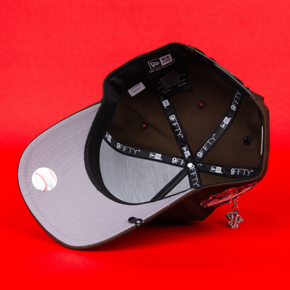 NEW ERA 9FIFTY A-FRAME BROWN UPSIDE DOWN LOS ANGELES DODGERS SNAPBACK W/ 40TH ANNIVERSARY SIDE PATCH