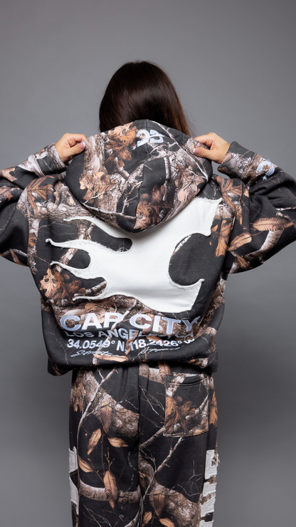 CAP CITY X SHORELINE MAFIA BLACK CAMO ZIP UP HOODIE -UNISEX
