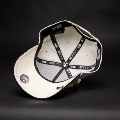NEW ERA 9FIFTY A-FRAME CHROME/ BLACK LOS ANGELES DODGERS SNAPBACK W/ HEART + 50TH ANNIVERSARY SIDE PATCH