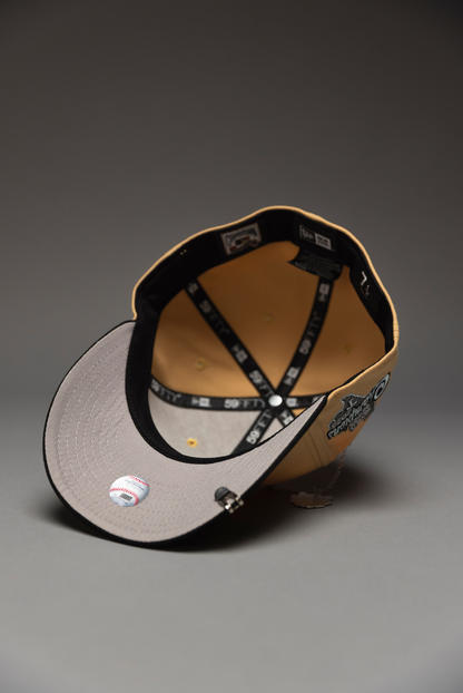NEW ERA EXCLUSIVE 59FIFTY PEACH/BLACK TEXAS RANGERS W/ WORLD SERIES CHAMPIONS SIDE PATCH