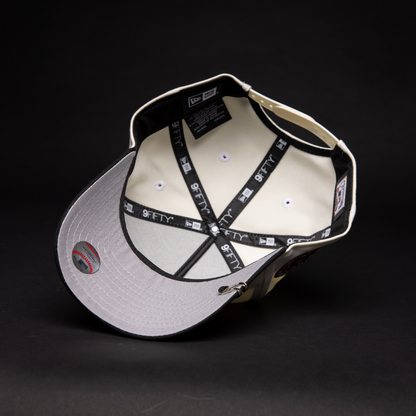 NEW ERA 9FIFTY A-FRAME CHROME/ BLACK PITTSBURGH PIRATES SNAPBACK W/ THREE RIVERS STADUM SIDE PATCH