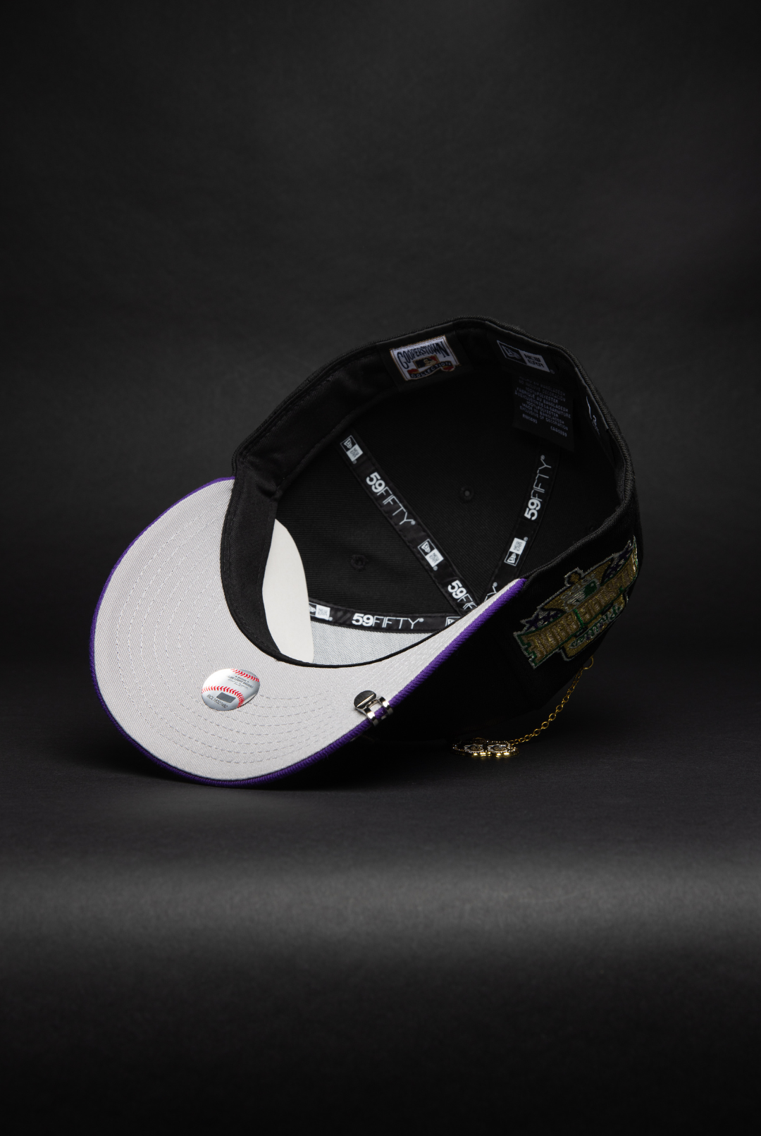 NEW ERA EXCLUSIVE 59FIFTY BLACK/PURPLE PHILADELPHIA PHILLIES W/ 1996 ALL STAR GAME SIDE PATCH