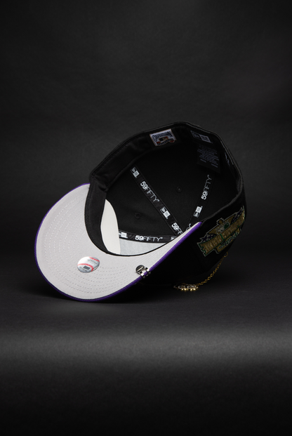 NEW ERA EXCLUSIVE 59FIFTY BLACK/PURPLE PHILADELPHIA PHILLIES W/ 1996 ALL STAR GAME SIDE PATCH