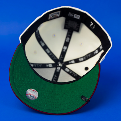 NEW ERA EXCLUSIVE 59FIFTY CHROME/ BURGUNDY LOS ANGELES DODGERS W/ 40TH ANNIVERSARY SIDE PATCH