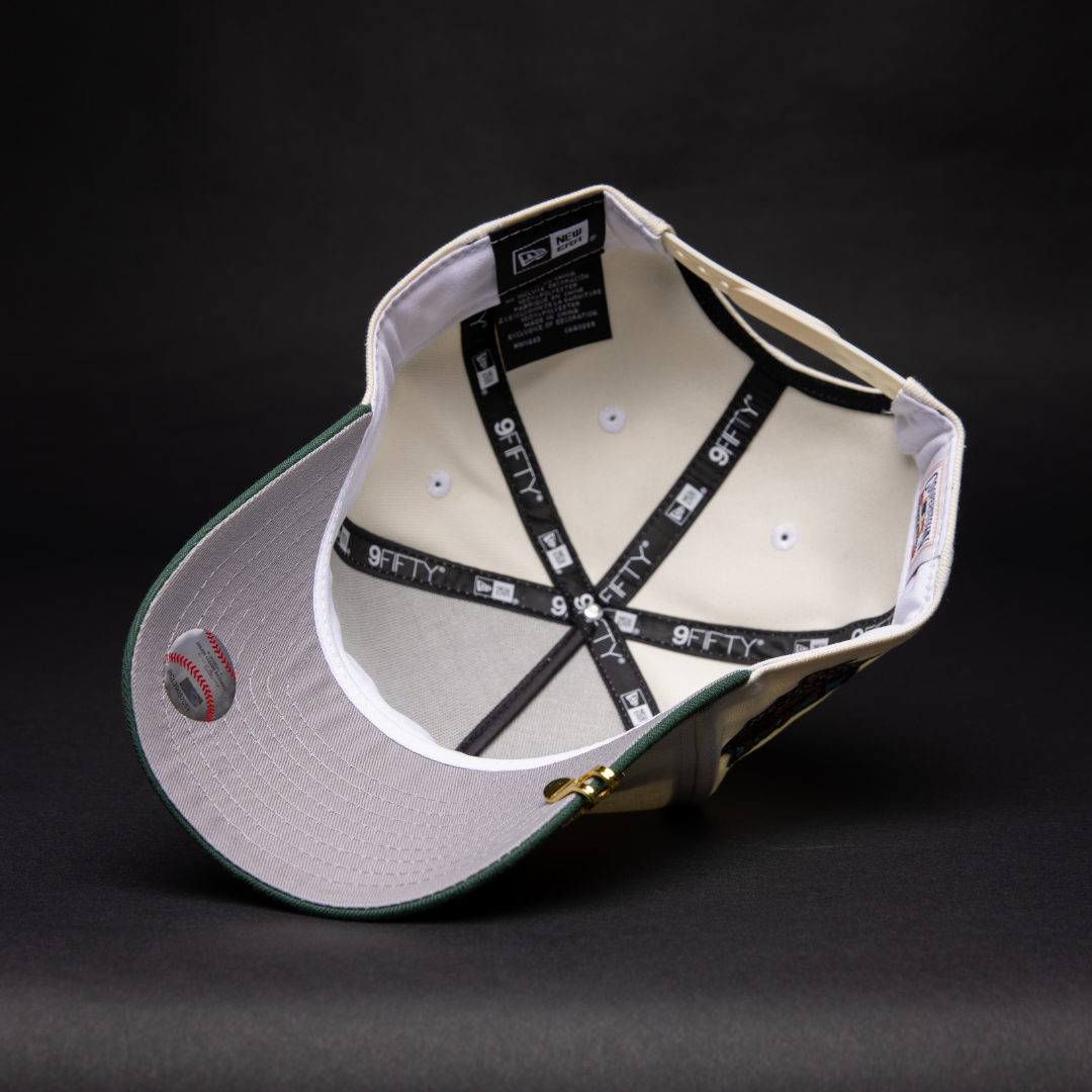 NEW ERA 9FIFTY A-FRAME CHROME/ PINE GREEN PITTSBURGH PIRTAES SNAPBACK W/ ALL STAR GAME SIDE PATCH