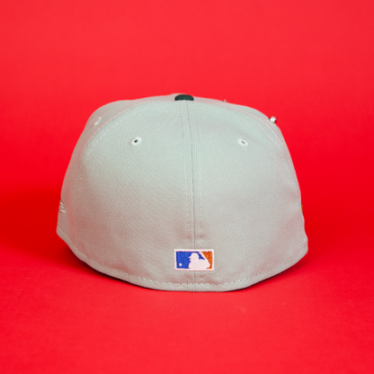 NEW ERA EXCLUSIVE 59FIFTY MINT/ FOREST GREEN LOS ANGELES DODGERS SCRIPT W/ 50TH ANNIVERSARY SIDE PATCH