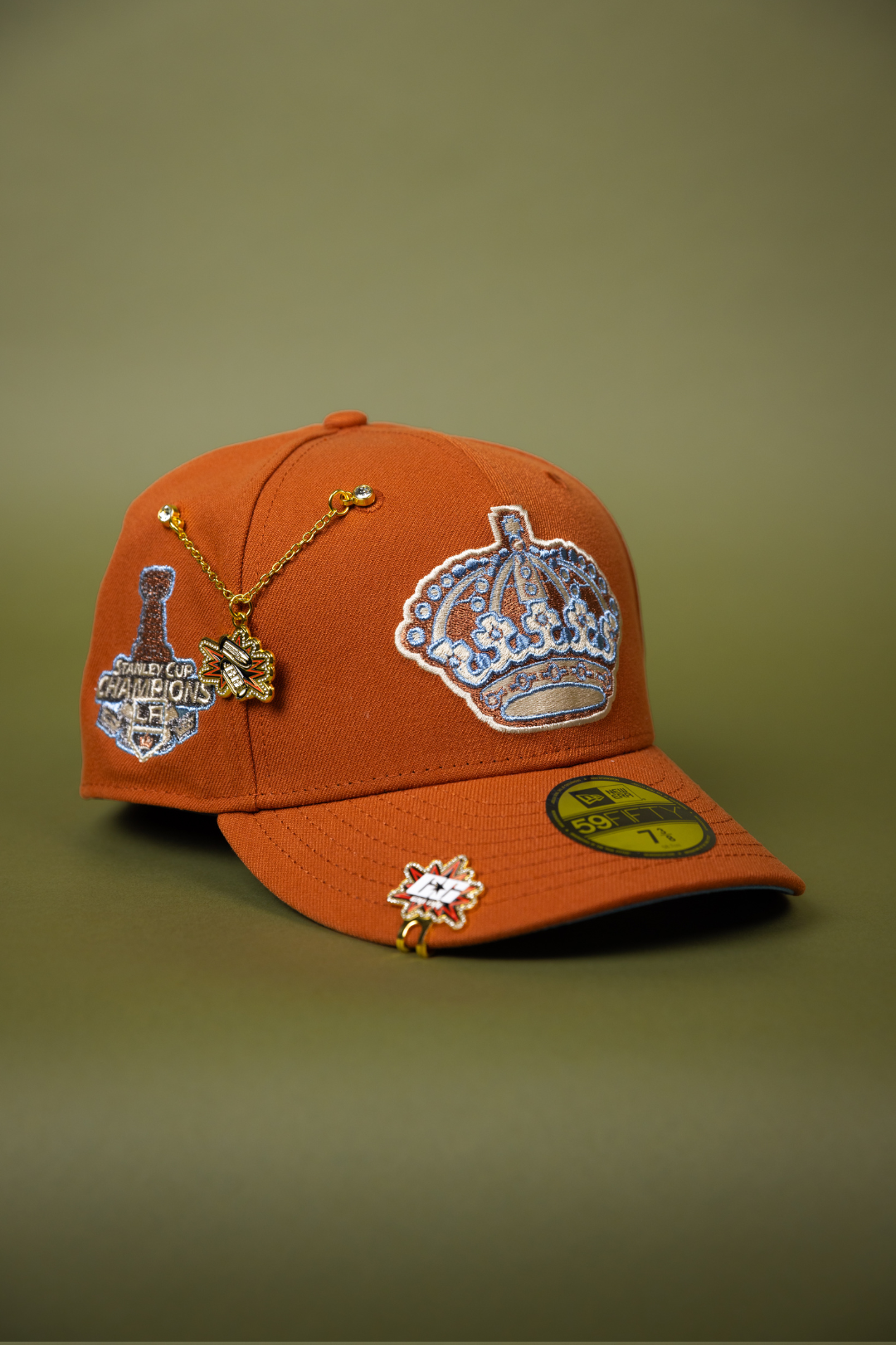 NEW ERA EXCLUSIVE 59FIFTY RUST LOS ANGELES KINGS W/ STANELY CUP CHAMPIONS SIDE PATCH
