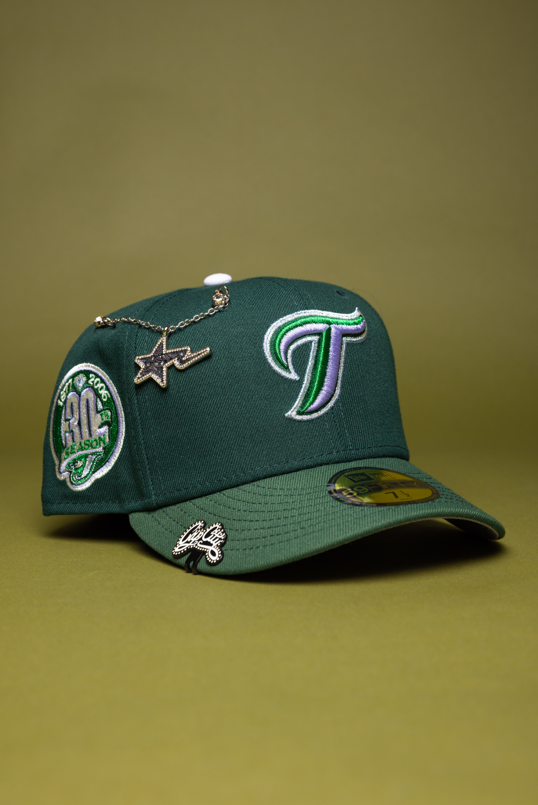 NEW ERA EXCLUSIVE 59FIFTY EMERALD GREEN TORONTO BLUE JAYS W/ 30TH SEASON SIDE PATCH