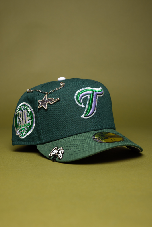 NEW ERA EXCLUSIVE 59FIFTY EMERALD GREEN TORONTO BLUE JAYS W/ 30TH SEASON SIDE PATCH