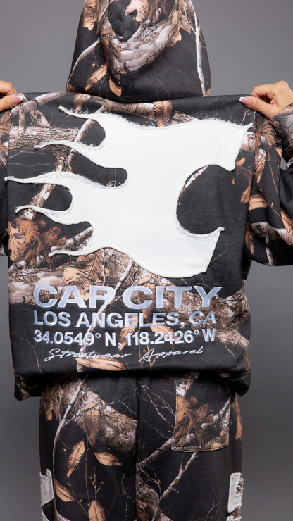 CAP CITY X SHORELINE MAFIA BLACK CAMO ZIP UP HOODIE -UNISEX