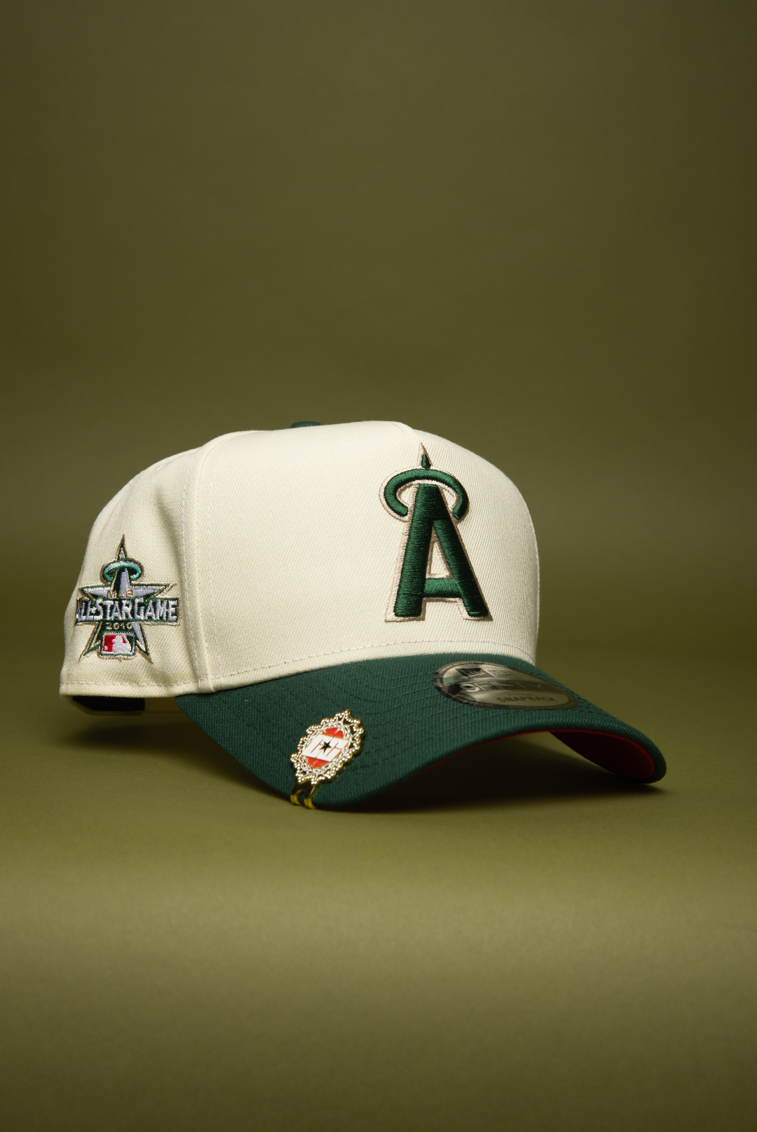NEW ERA 9FIFTY A-FRAME CHROME/FOREST GREEN ANAHEIM ANGELS SNAPBACK W/ ALL STAR GAME SIDE PATCH