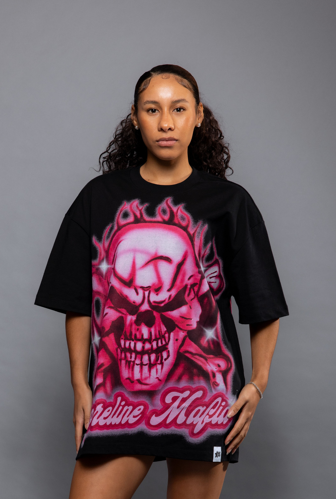 CAP CITY X SHORELINE MAFIA BLACK/PINK AIR BRUSH TEE - UNISEX