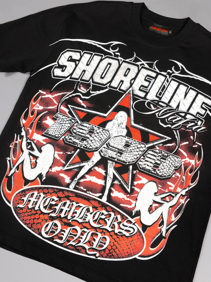 CAP CITY X SHORELINE MAFIA BLACK/RED MEMBERS ONLY TEE - UNISEX