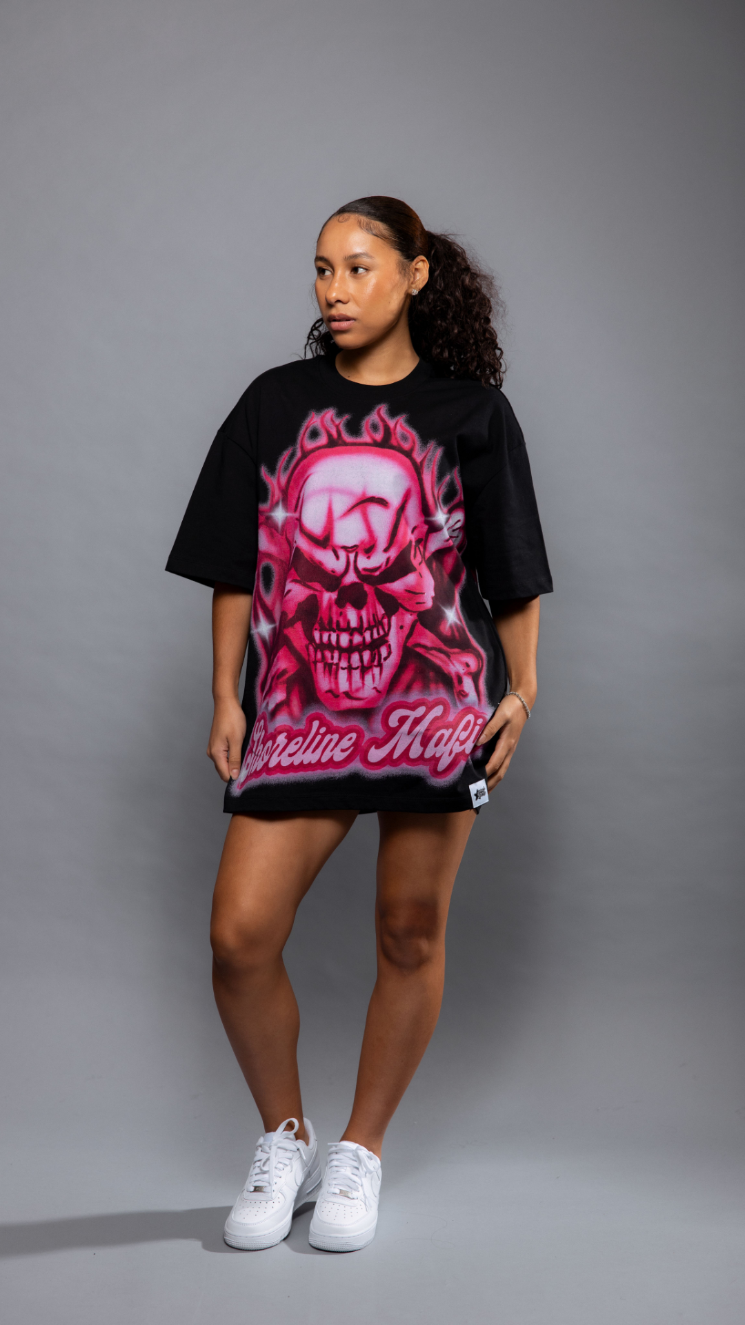 CAP CITY X SHORELINE MAFIA BLACK/PINK AIR BRUSH TEE - UNISEX