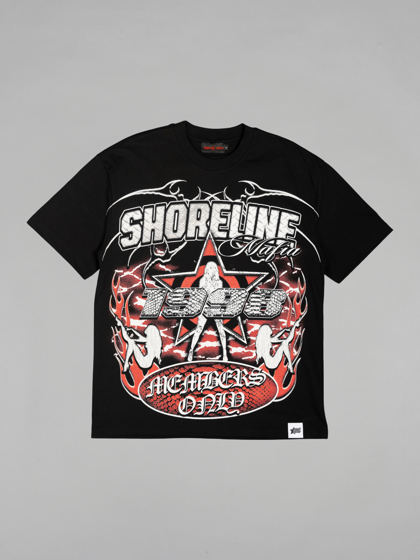 CAP CITY X SHORELINE MAFIA BLACK/RED MEMBERS ONLY TEE - UNISEX