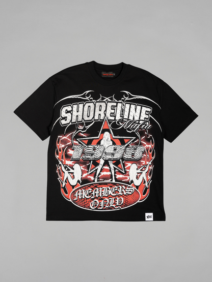 CAP CITY X SHORELINE MAFIA BLACK/RED MEMBERS ONLY TEE - UNISEX