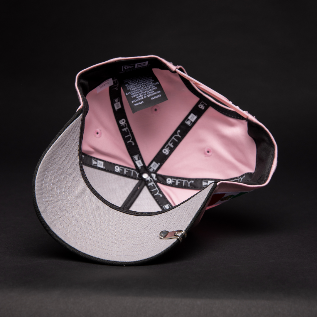 NEW ERA 9FIFTY A-FRAME PINK/ BLACK CHARROS DE JALISCO SNAPBACK W/ MEXICO FLAG SIDE PATCH