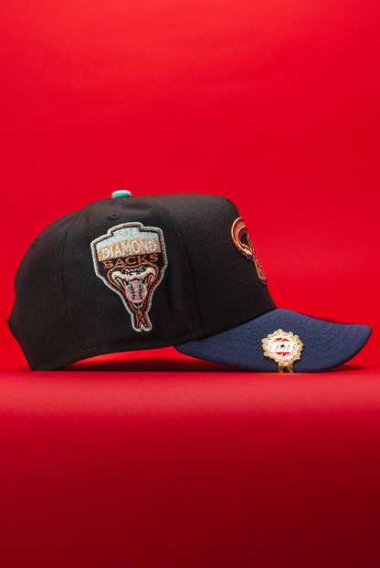 NEW ERA 9FIFTY A-FRAME BLACK/NAVY ARIZONA DIAMONDBACKS SNAPBACK W/ 1998 INAUGURAL SEASON SIDE PATCH