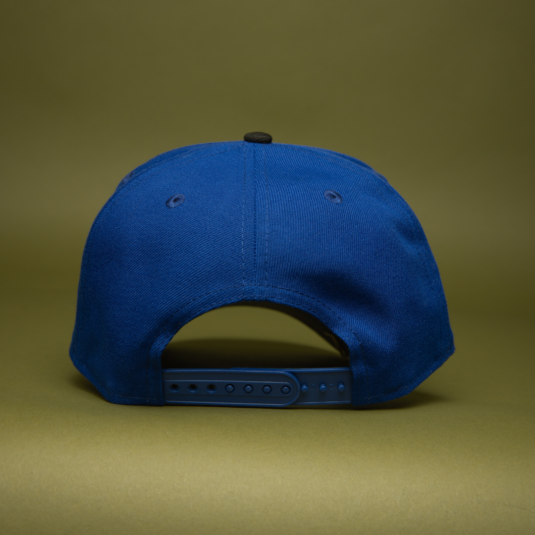 NEW ERA 9FIFTY A-FRAME BLUE/BLACK ANAHEIM ANGELS SNAPBACK W/ 50TH ANNIVERSARY SIDE PATCH