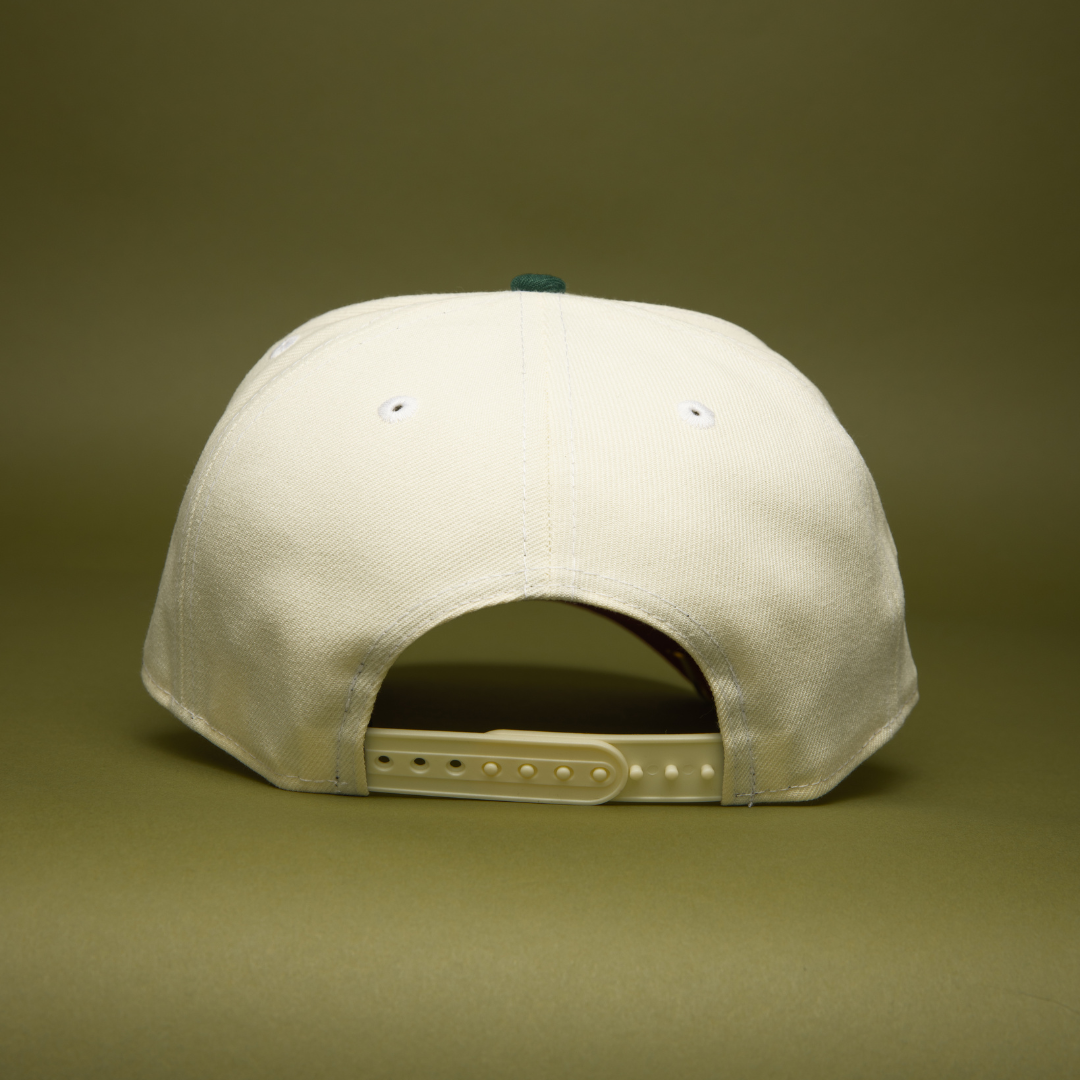NEW ERA 9FIFTY A-FRAME CHROME/FOREST GREEN ANAHEIM ANGELS SNAPBACK W/ ALL STAR GAME SIDE PATCH
