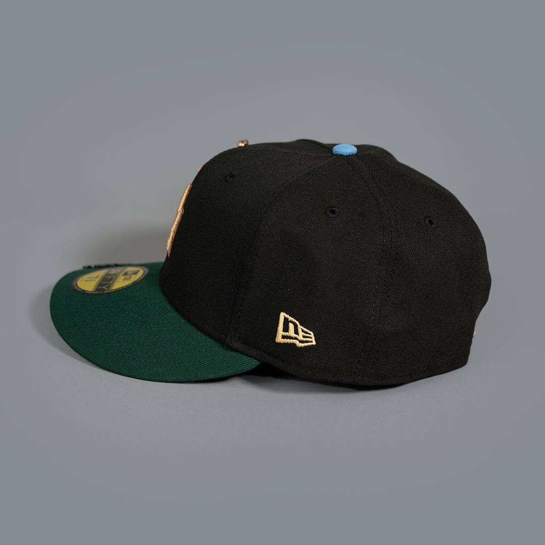 NEW ERA EXCLUSIVE 59FIFTY BLACK/ FOREST GREEN LOS ANGELES DODGERS W/ DODGER STADIUM SIDE PATCH