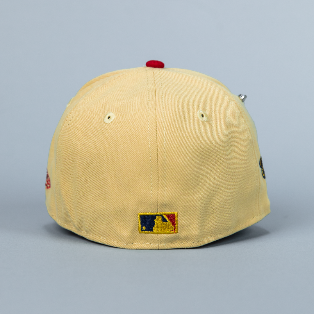 NEW ERA EXCLUSIVE 59FIFTY VEGAS GOLD/ NAVY PHILADELPHIA PHILLIES W/ 1997 WORLD SERIES SIDE PATCH