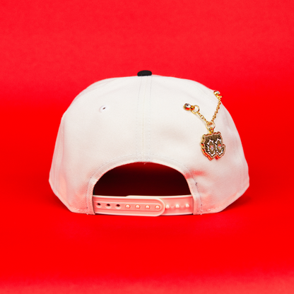 NEW ERA 9FIFTY A-FRAME CHROME/ BLACK LOS ANGELES DODGERS SNAPBACK W/ HEART + 60TH ANNIVERSARY SIDE PATCH